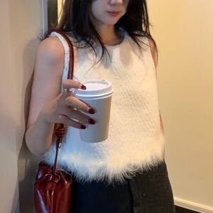 Black Fuzzy Sleeveless Top